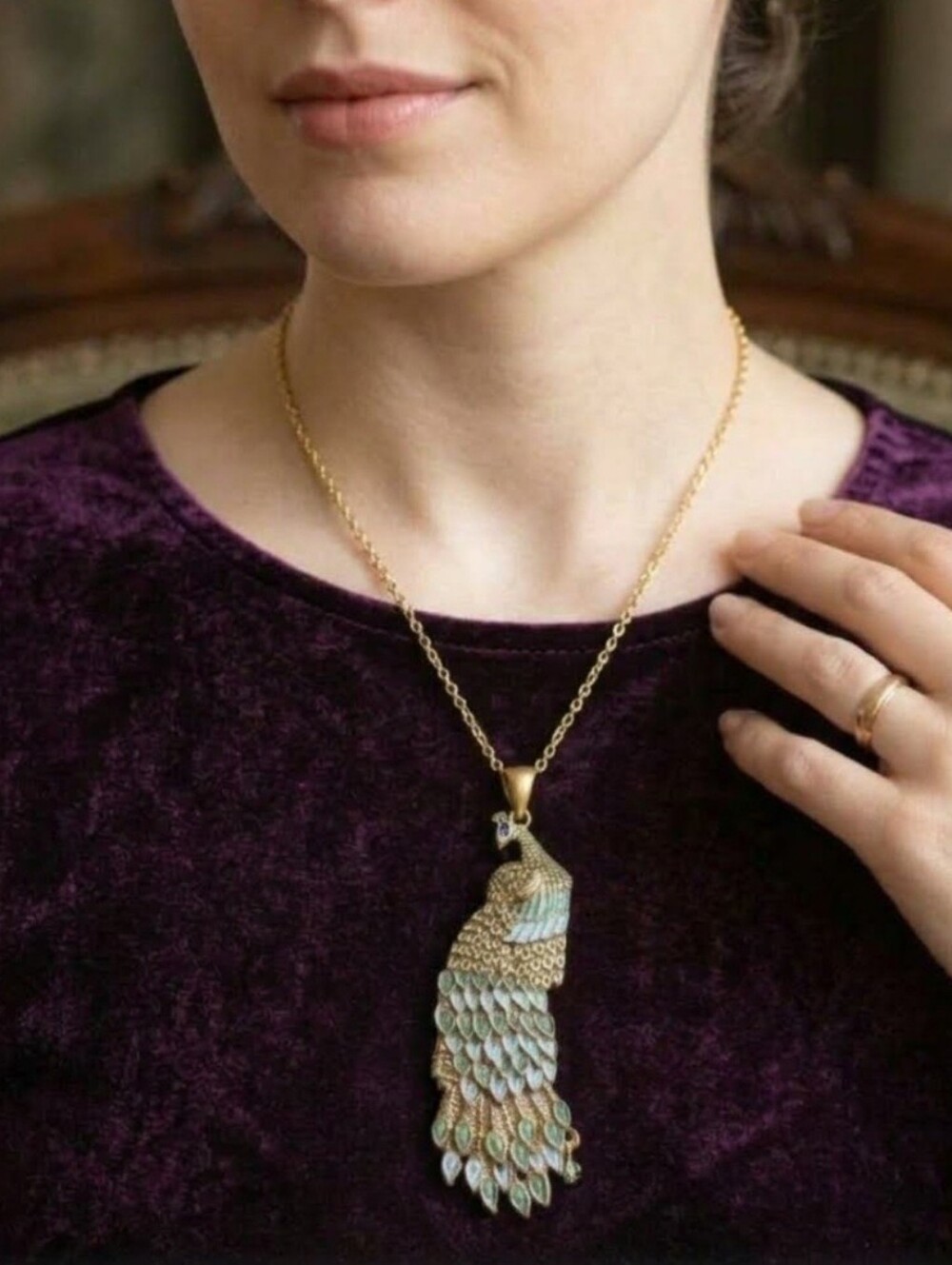 5/$25 Peacock Pendant Enamel Necklace